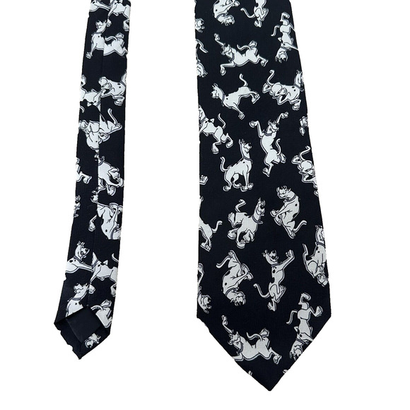 Vtg 1998 Cartoon Network Mens Scooby Doo Neck Tie White Black Polyester 58" - Picture 1 of 4